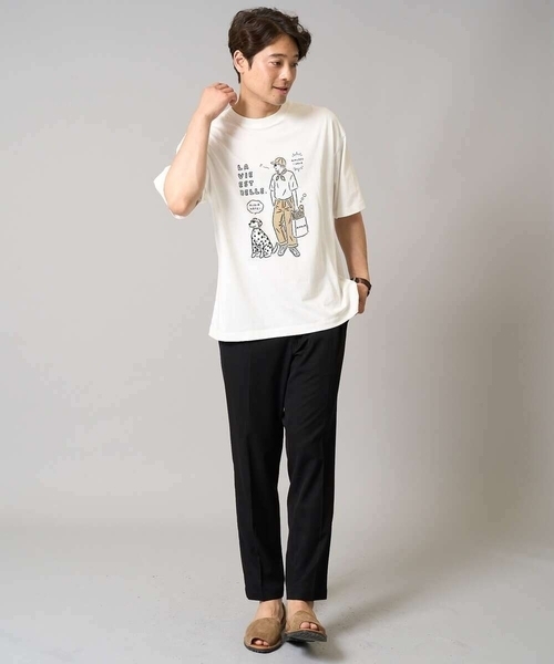 a.v.v(アーヴェヴェ)の「【接触冷感】イラストレーターコラボプリンワイドシルエットカットソー【uca U】(Tシャツ/カットソー・メンズ・オレンジ/ホワイト・46/50/48)」の18枚目の写真