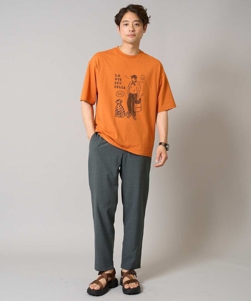 a.v.v(アーヴェヴェ)の「【接触冷感】イラストレーターコラボプリンワイドシルエットカットソー【uca U】(Tシャツ/カットソー・メンズ・オレンジ/ホワイト・46/50/48)」の16枚目の写真