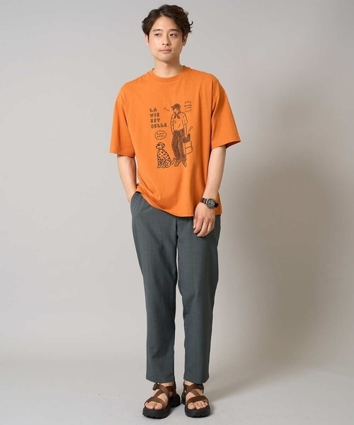 a.v.v(アーヴェヴェ)の「【接触冷感】イラストレーターコラボプリンワイドシルエットカットソー【uca U】(Tシャツ/カットソー・メンズ・オレンジ/ホワイト・46/50/48)」の15枚目の写真