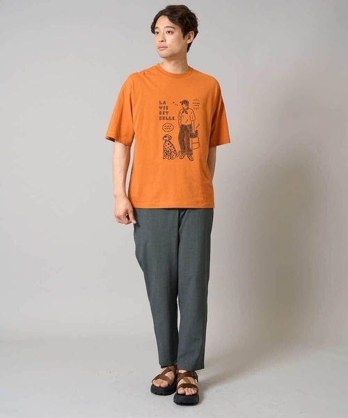 a.v.v(アーヴェヴェ)の「【接触冷感】イラストレーターコラボプリンワイドシルエットカットソー【uca U】(Tシャツ/カットソー・メンズ・オレンジ/ホワイト・46/50/48)」の14枚目の写真