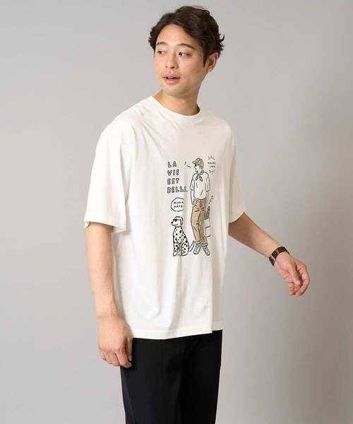 a.v.v(アーヴェヴェ)の「【接触冷感】イラストレーターコラボプリンワイドシルエットカットソー【uca U】(Tシャツ/カットソー・メンズ・オレンジ/ホワイト・46/50/48)」の10枚目の写真