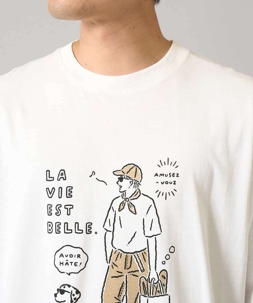 a.v.v(アーヴェヴェ)の「【接触冷感】イラストレーターコラボプリンワイドシルエットカットソー【uca U】(Tシャツ/カットソー・メンズ・オレンジ/ホワイト・46/50/48)」の7枚目の写真
