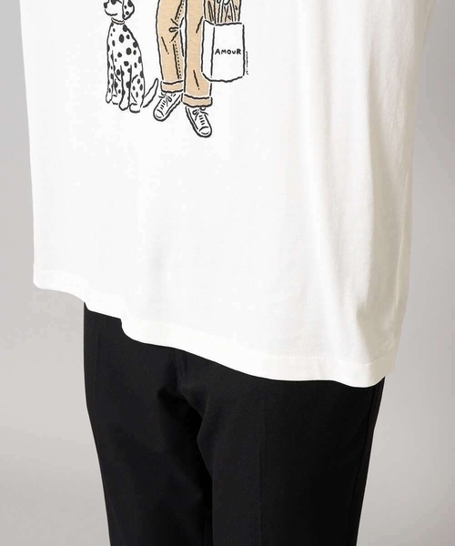 a.v.v(アーヴェヴェ)の「【接触冷感】イラストレーターコラボプリンワイドシルエットカットソー【uca U】(Tシャツ/カットソー・メンズ・オレンジ/ホワイト・46/50/48)」の5枚目の写真