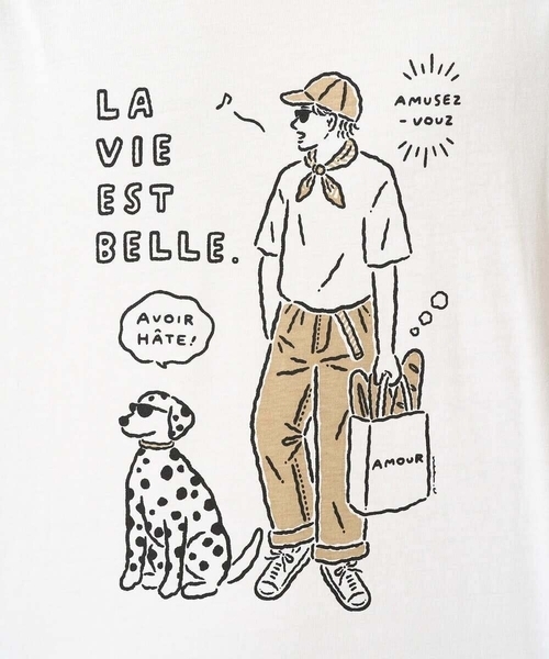 a.v.v(アーヴェヴェ)の「【接触冷感】イラストレーターコラボプリンワイドシルエットカットソー【uca U】(Tシャツ/カットソー・メンズ・オレンジ/ホワイト・46/50/48)」の4枚目の写真