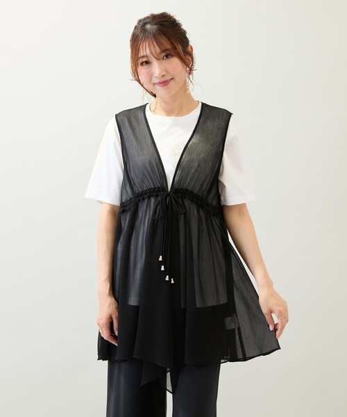 Rose Tiara（ローズティアラ）の「【手洗いOK】楊柳ペプラムジレ（ベスト・レディース・オフホワイト/ブラック・38/42）」の18枚目の写真