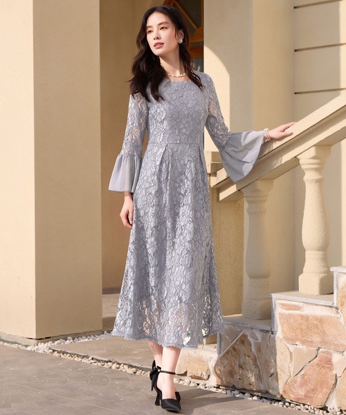 DRESS PLUS（ドレスプラス）の「総レースが大人上品なドレスワンピース（ドレス・レディース・ネイビー/スモークピンク/ブルーグレー/ブラック/グレー・S/M/L/XL/XXL）」の3枚目の写真