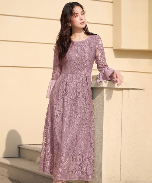DRESS PLUS（ドレスプラス）の「総レースが大人上品なドレスワンピース（ドレス・レディース・ネイビー/スモークピンク/ブルーグレー/ブラック/グレー・S/M/L/XL/XXL）」の5枚目の写真