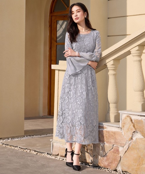 DRESS PLUS（ドレスプラス）の「総レースが大人上品なドレスワンピース（ドレス・レディース・ネイビー/スモークピンク/ブルーグレー/ブラック/グレー・S/M/L/XL/XXL）」の21枚目の写真