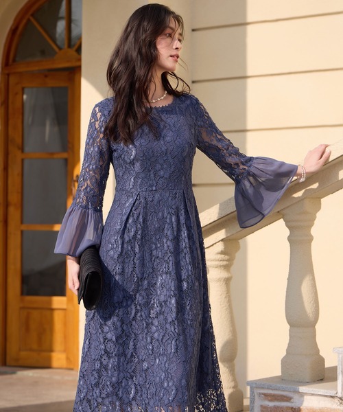 DRESS PLUS（ドレスプラス）の「総レースが大人上品なドレスワンピース（ドレス・レディース・ネイビー/スモークピンク/ブルーグレー/ブラック/グレー・S/M/L/XL/XXL）」の6枚目の写真
