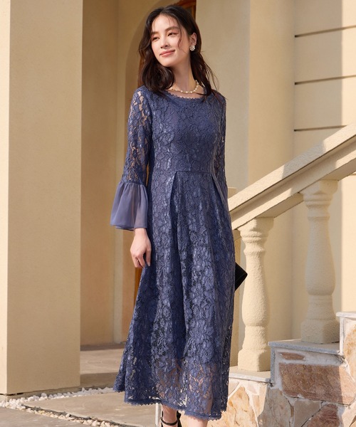 DRESS PLUS（ドレスプラス）の「総レースが大人上品なドレスワンピース（ドレス・レディース・ネイビー/スモークピンク/ブルーグレー/ブラック/グレー・S/M/L/XL/XXL）」の7枚目の写真