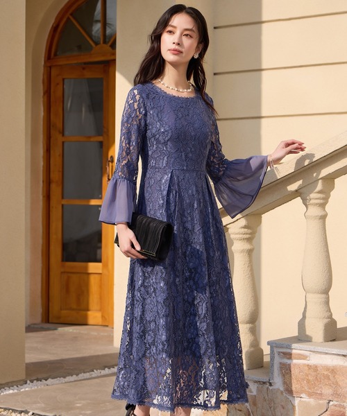 DRESS PLUS（ドレスプラス）の「総レースが大人上品なドレスワンピース（ドレス・レディース・ネイビー/スモークピンク/ブルーグレー/ブラック/グレー・S/M/L/XL/XXL）」の8枚目の写真