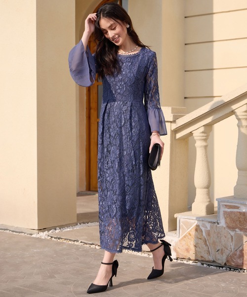 DRESS PLUS（ドレスプラス）の「総レースが大人上品なドレスワンピース（ドレス・レディース・ネイビー/スモークピンク/ブルーグレー/ブラック/グレー・S/M/L/XL/XXL）」の9枚目の写真