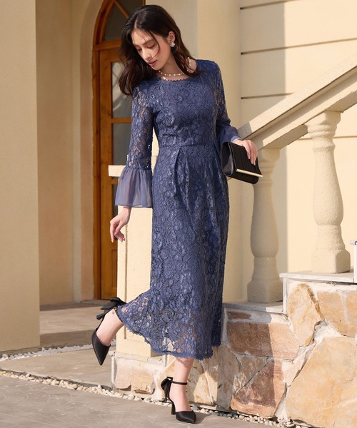 DRESS PLUS（ドレスプラス）の「総レースが大人上品なドレスワンピース（ドレス・レディース・ネイビー/スモークピンク/ブルーグレー/ブラック/グレー・S/M/L/XL/XXL）」の11枚目の写真