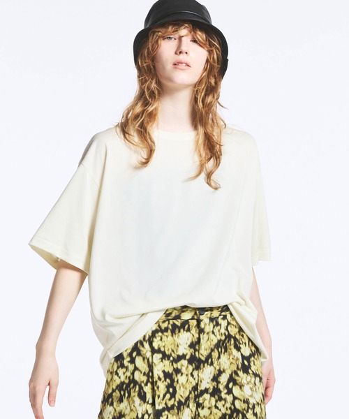 MAISON SPECIAL(メゾンスペシャル)の「《UNISEX》Prime-Over Wool Mix Plating Boxy Crew Neck T-shirt/プライムオーバーウールミックスプレーティングボクシークルーネックTシャツ【MAISON SPECIAL/メゾンスペシャル】(Tシャツ/カットソー・メンズ・レッド/オフホワイト/ブラック・2/1)」の1枚目の写真