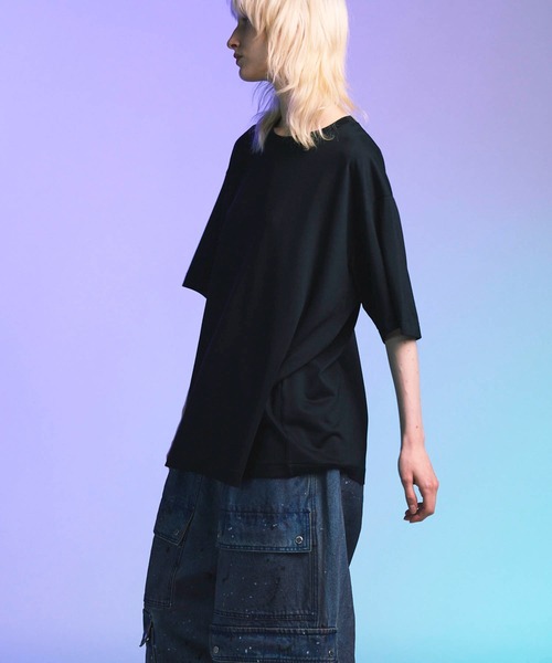 MAISON SPECIAL(メゾンスペシャル)の「《UNISEX》Prime-Over Wool Mix Plating Boxy Crew Neck T-shirt/プライムオーバーウールミックスプレーティングボクシークルーネックTシャツ【MAISON SPECIAL/メゾンスペシャル】(Tシャツ/カットソー・メンズ・レッド/オフホワイト/ブラック・2/1)」の8枚目の写真
