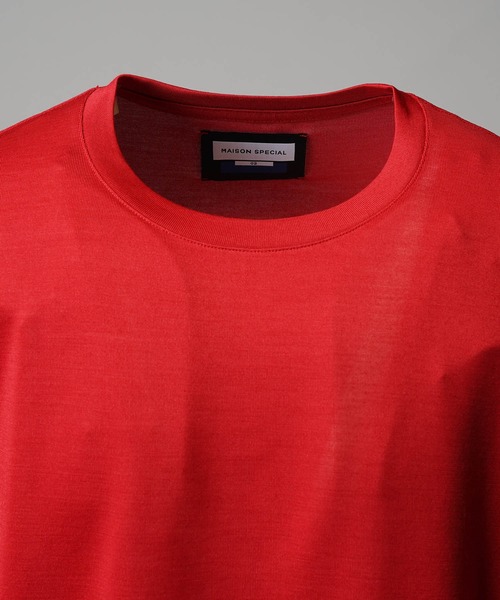MAISON SPECIAL(メゾンスペシャル)の「《UNISEX》Prime-Over Wool Mix Plating Boxy Crew Neck T-shirt/プライムオーバーウールミックスプレーティングボクシークルーネックTシャツ【MAISON SPECIAL/メゾンスペシャル】(Tシャツ/カットソー・メンズ・レッド/オフホワイト/ブラック・2/1)」の15枚目の写真
