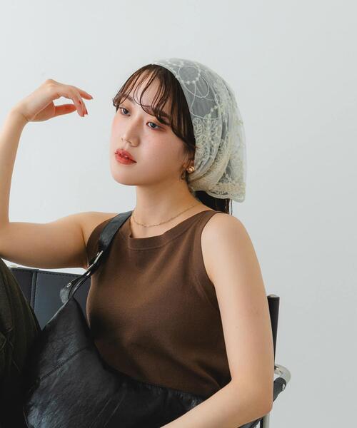 RODE SKO（ロデスコ）の「シアーレーススカーフ（バンダナ/スカーフ・レディース・オフホワイト・ONE）」の3枚目の写真