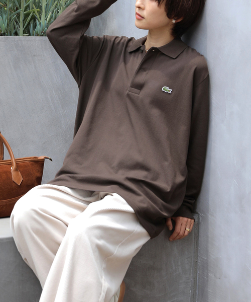 LACOSTE 長袖ポロシャツ ブラウン/ライトブルー オリジナルフィット 長袖 ポロシャツ （ポロシャツ）｜LACOSTE