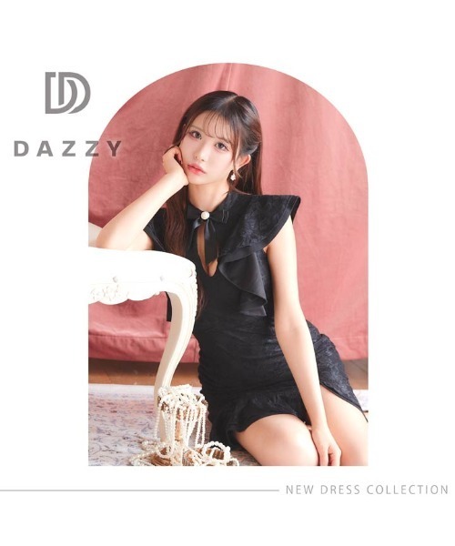 DAZZY（デイジー）の「ブローチ付き フラワーレース カットアウトフリル マーメイドミニドレス（ドレス・レディース・ブラック・S/M/L）」の13枚目の写真