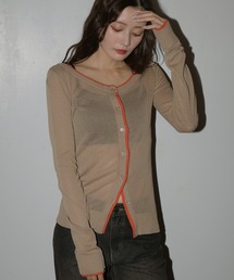 Mili affinity（ミリアフィニティー）の「リネンライク配色シアーカーディガン（カーディガン/ボレロ）」