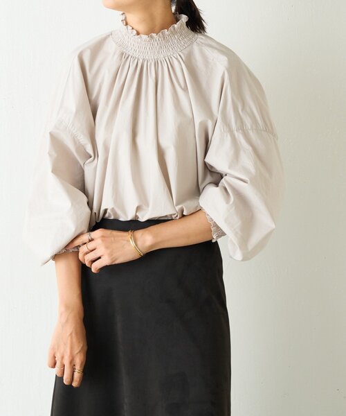 BEARDSLEY（ビアズリー）の「シャーリングハイネックシャツ（シャツ/ブラウス・レディース・グレー/ブラック・FREE）」の8枚目の写真