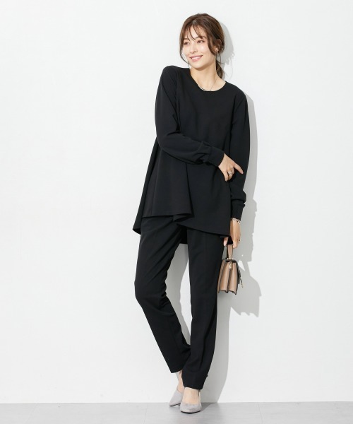 slattgir（スラットジール）の「高身長　【礼服】カットジョーゼットセットアップ（ブラウス＋テーパードパンツ）（ウォッシャブル・形態安定）（トールサイズ）（スーツセット・レディース・ブラック・TL/TM/TLL/T3L/T4L/T5L）」の4枚目の写真