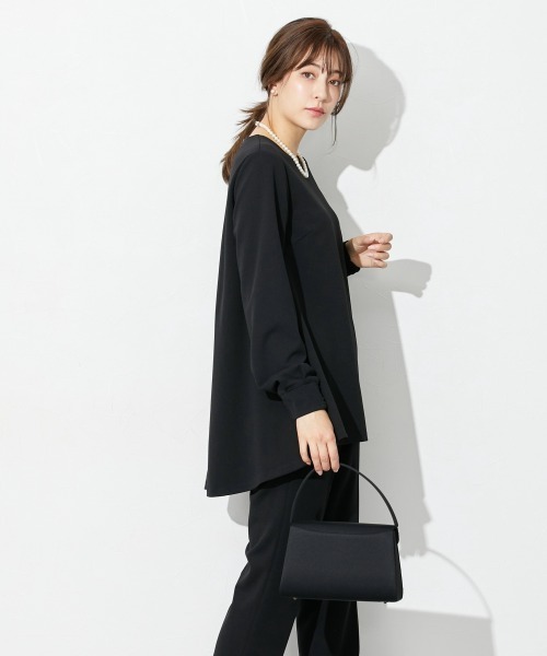 slattgir（スラットジール）の「高身長　【礼服】カットジョーゼットセットアップ（ブラウス＋テーパードパンツ）（ウォッシャブル・形態安定）（トールサイズ）（スーツセット・レディース・ブラック・TL/TM/TLL/T3L/T4L/T5L）」の6枚目の写真