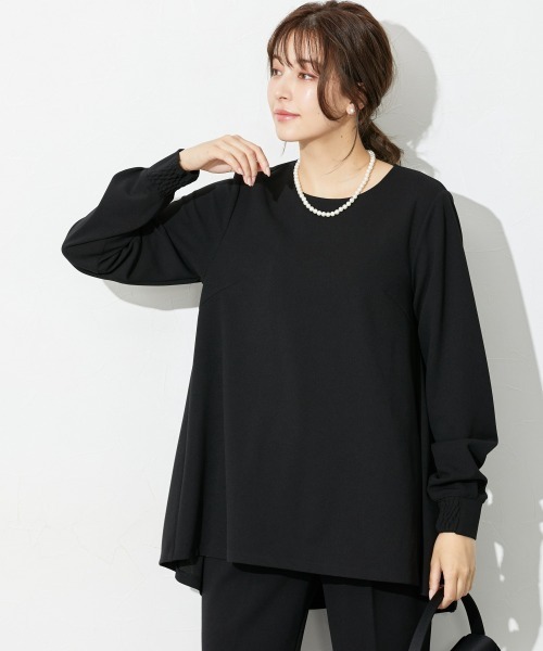 slattgir（スラットジール）の「高身長　【礼服】カットジョーゼットセットアップ（ブラウス＋テーパードパンツ）（ウォッシャブル・形態安定）（トールサイズ）（スーツセット・レディース・ブラック・TL/TM/TLL/T3L/T4L/T5L）」の5枚目の写真