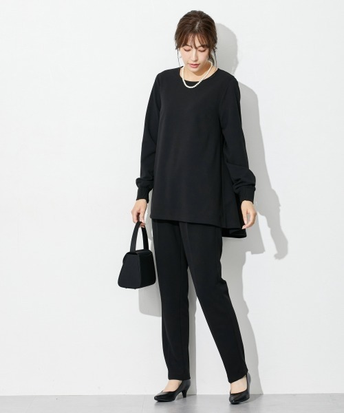 slattgir（スラットジール）の「高身長　【礼服】カットジョーゼットセットアップ（ブラウス＋テーパードパンツ）（ウォッシャブル・形態安定）（トールサイズ）（スーツセット・レディース・ブラック・TL/TM/TLL/T3L/T4L/T5L）」の8枚目の写真