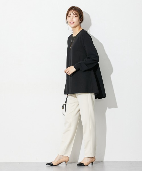 slattgir（スラットジール）の「高身長　【礼服】カットジョーゼットセットアップ（ブラウス＋テーパードパンツ）（ウォッシャブル・形態安定）（トールサイズ）（スーツセット・レディース・ブラック・TL/TM/TLL/T3L/T4L/T5L）」の11枚目の写真