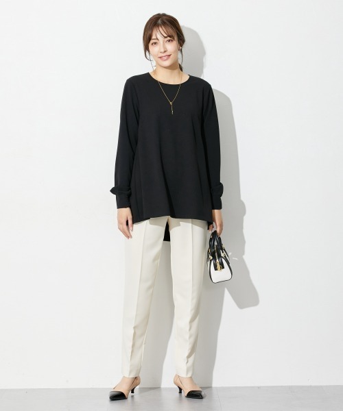 slattgir（スラットジール）の「高身長　【礼服】カットジョーゼットセットアップ（ブラウス＋テーパードパンツ）（ウォッシャブル・形態安定）（トールサイズ）（スーツセット・レディース・ブラック・TL/TM/TLL/T3L/T4L/T5L）」の12枚目の写真