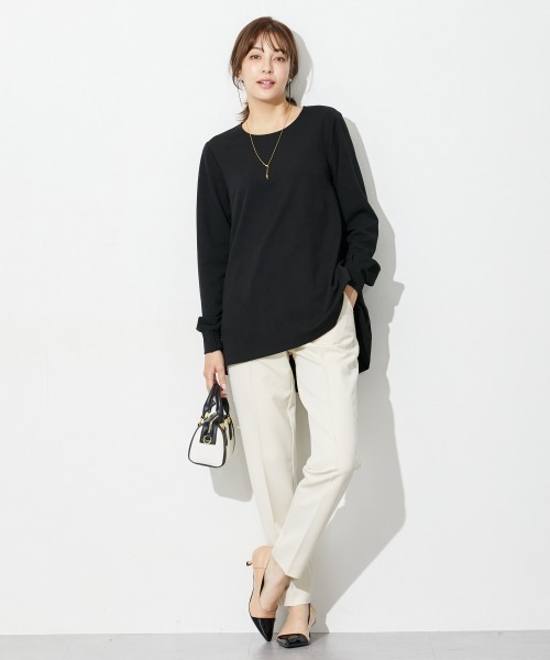 slattgir（スラットジール）の「高身長　【礼服】カットジョーゼットセットアップ（ブラウス＋テーパードパンツ）（ウォッシャブル・形態安定）（トールサイズ）（スーツセット・レディース・ブラック・TL/TM/TLL/T3L/T4L/T5L）」の13枚目の写真