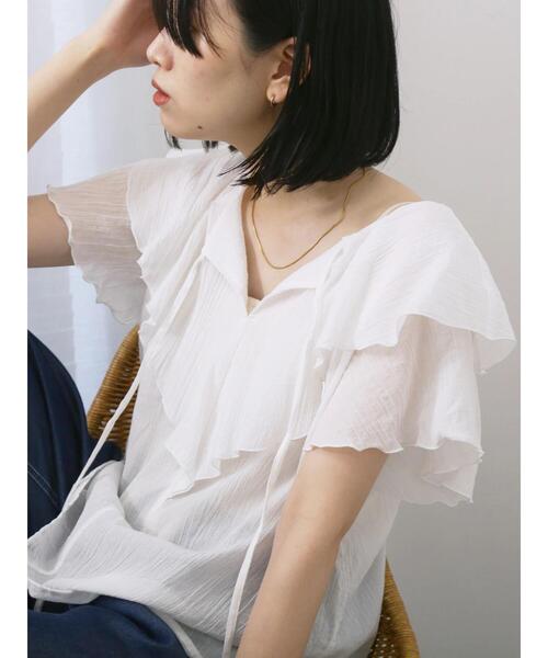 Samansa Mos2 blue(サマンサモスモスブルー)の「◎フリルブラウス(シャツ/ブラウス・レディース・ピンク/ブラック/オフホワイト・F)」の11枚目の写真