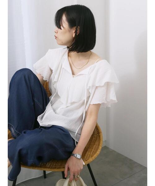 Samansa Mos2 blue(サマンサモスモスブルー)の「◎フリルブラウス(シャツ/ブラウス・レディース・ピンク/ブラック/オフホワイト・F)」の9枚目の写真