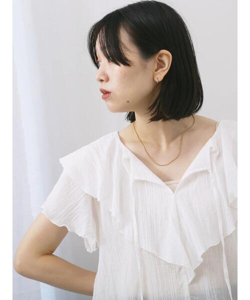 Samansa Mos2 blue(サマンサモスモスブルー)の「◎フリルブラウス(シャツ/ブラウス・レディース・ピンク/ブラック/オフホワイト・F)」の8枚目の写真