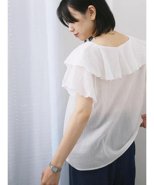 Samansa Mos2 blue(サマンサモスモスブルー)の「◎フリルブラウス(シャツ/ブラウス・レディース・ピンク/ブラック/オフホワイト・F)」の7枚目の写真