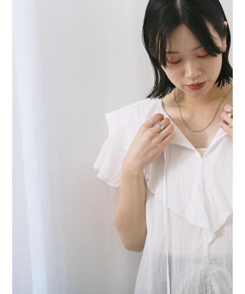 Samansa Mos2 blue(サマンサモスモスブルー)の「◎フリルブラウス(シャツ/ブラウス・レディース・ピンク/ブラック/オフホワイト・F)」の6枚目の写真