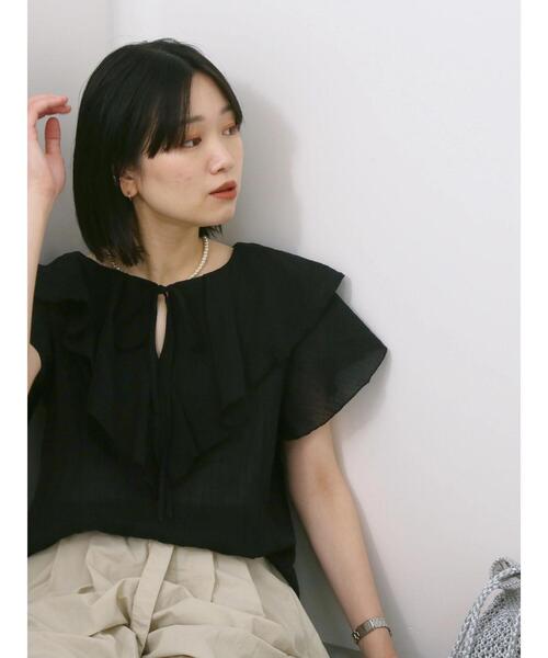 Samansa Mos2 blue(サマンサモスモスブルー)の「◎フリルブラウス(シャツ/ブラウス・レディース・ピンク/ブラック/オフホワイト・F)」の20枚目の写真