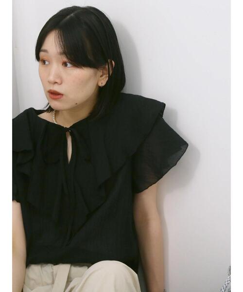 Samansa Mos2 blue(サマンサモスモスブルー)の「◎フリルブラウス(シャツ/ブラウス・レディース・ピンク/ブラック/オフホワイト・F)」の19枚目の写真