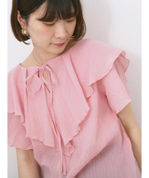 Samansa Mos2 blue(サマンサモスモスブルー)の「◎フリルブラウス(シャツ/ブラウス・レディース・ピンク/ブラック/オフホワイト・F)」の17枚目の写真