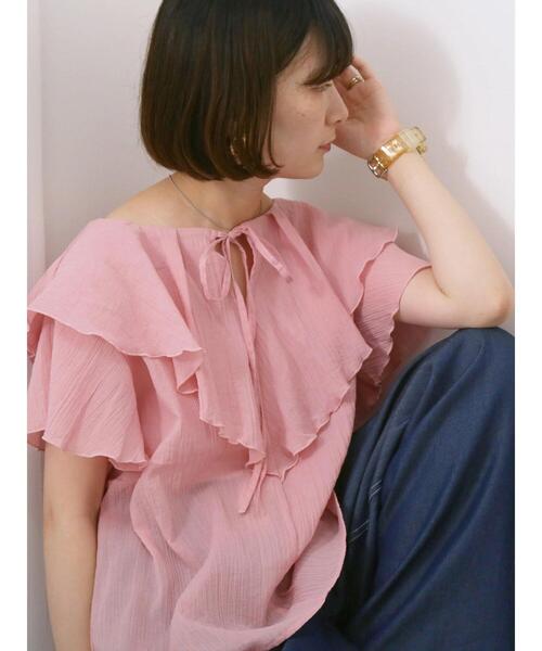 Samansa Mos2 blue(サマンサモスモスブルー)の「◎フリルブラウス(シャツ/ブラウス・レディース・ピンク/ブラック/オフホワイト・F)」の16枚目の写真