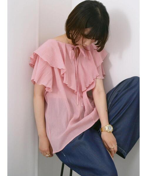 Samansa Mos2 blue(サマンサモスモスブルー)の「◎フリルブラウス(シャツ/ブラウス・レディース・ピンク/ブラック/オフホワイト・F)」の15枚目の写真