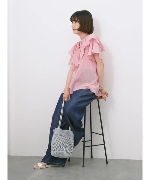 Samansa Mos2 blue(サマンサモスモスブルー)の「◎フリルブラウス(シャツ/ブラウス・レディース・ピンク/ブラック/オフホワイト・F)」の13枚目の写真