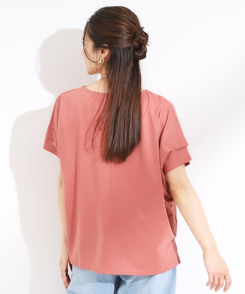 SHOO・LA・RUE(シューラルー)の「【S-LL/UV/吸水速乾】さらりと着こなす 肩タックゆるトップス(Tシャツ/カットソー・レディース・オレンジ/ネイビー/ライトグレー/イエロー系その他・01/02/03/04)」の6枚目の写真