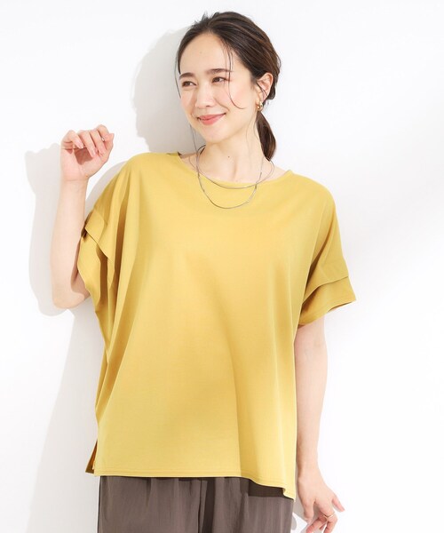 SHOO・LA・RUE(シューラルー)の「【S-LL/UV/吸水速乾】さらりと着こなす 肩タックゆるトップス(Tシャツ/カットソー・レディース・オレンジ/ネイビー/ライトグレー/イエロー系その他・01/02/03/04)」の13枚目の写真