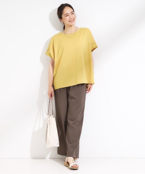 SHOO・LA・RUE(シューラルー)の「【S-LL/UV/吸水速乾】さらりと着こなす 肩タックゆるトップス(Tシャツ/カットソー・レディース・オレンジ/ネイビー/ライトグレー/イエロー系その他・01/02/03/04)」の15枚目の写真