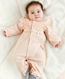 SLAP SLIP BABY（スラップスリップベビー）の「肩フリル切り替えお花レース2WAYロンパースベビー(50~70cm)（ロンパース・キッズ）」
