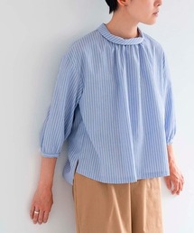 D（ディー）の「ブロードストライプロールカラーブラウス（シャツ/ブラウス）」