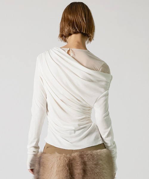 PRANK PROJECT（プランクプロジェクト）の「ウールブレンドジャージトップ / Wool Blend Jersey Top（その他トップス・レディース・ホワイト/チャコールグレー/グレー・FREE）」の5枚目の写真