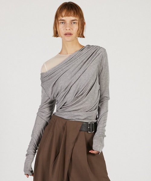 PRANK PROJECT（プランクプロジェクト）の「ウールブレンドジャージトップ / Wool Blend Jersey Top（その他トップス・レディース・ホワイト/チャコールグレー/グレー・FREE）」の7枚目の写真